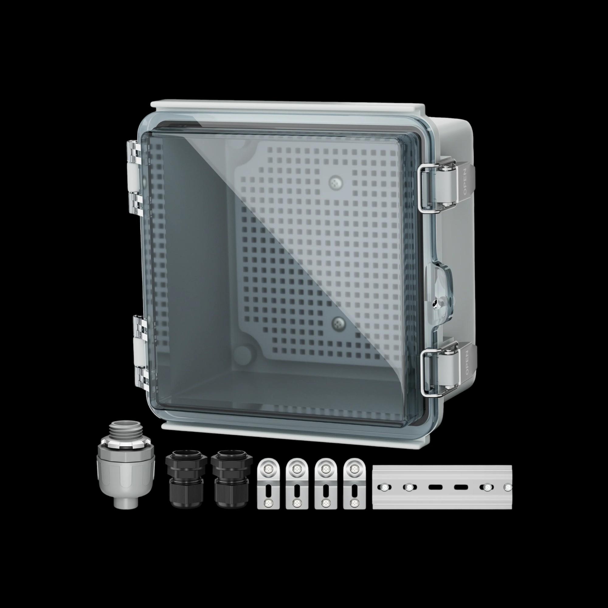 Transparante plastic elektrische projectdoos behuizing met montageaccessoires